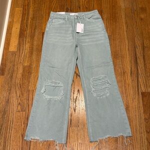 Distressed Green Jeans